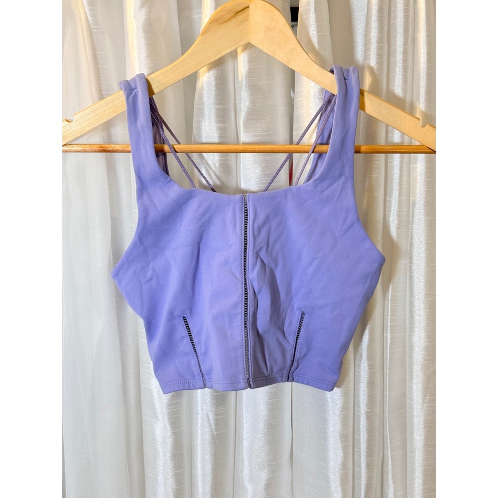 Nike Dri-FIT Tank Top Womens Small Purple Strappy Back Ladder Stitch Crop